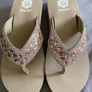 Rhinestone flip flops by Yellow Box